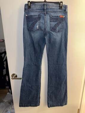 7 For All Mankind Women's Dojo Flare Jeans in Medium Blue Wash